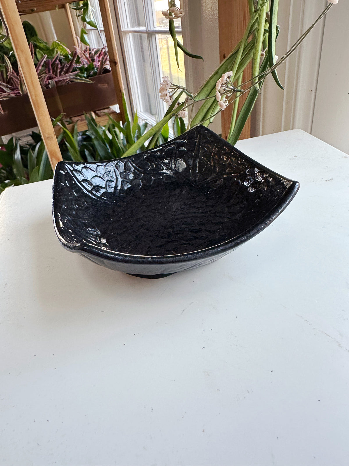 Black Ceramic Kokedama Dish