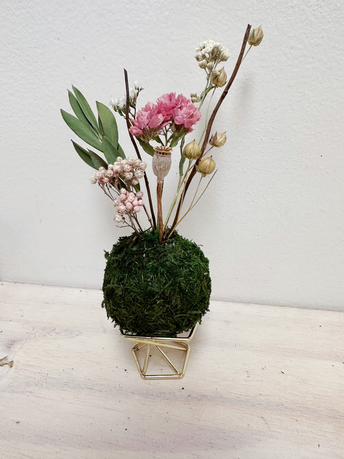 Mini Floral kokedama with stand